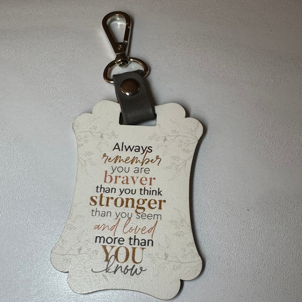 Inspirational Keychain Motivational Quote Bravery Strength Love Gift‎ Bag Tag